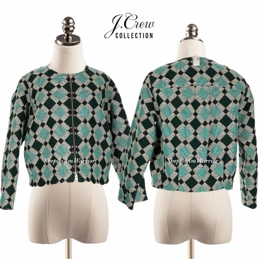 J.Crew Collection NWT Moroccan Tile Jacquard Zip Boxy Jacket *shop@iamwarrior